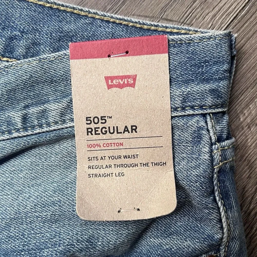 Levi's 505 Regular Fit Straight Leg Light Wash Men's 34x29 NEW!